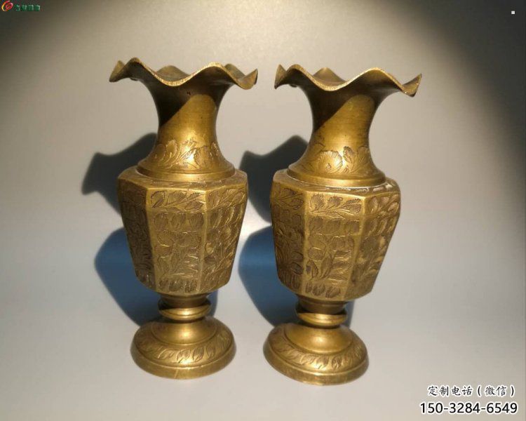 黃岡花瓶雕塑定價，鑄銅工藝，銅花瓶雕塑制作廠家