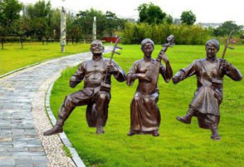 郴州拉二胡雕塑點(diǎn)擊，景觀雕塑，別墅民俗人物雕塑供求