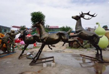 通化戶外小鹿批發，動物雕塑，梅花鹿銅雕塑供求