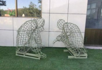 四平鏤空下棋雕塑供需，廣場雕塑，鐵藝民俗人物雕塑選用