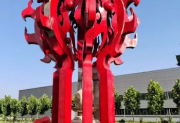 常州火球雕塑，精神堡壘火球雕塑落地展示