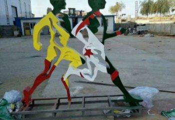 進賢賽跑雕塑，鏤空工藝制作，不銹鋼烤漆體育人物雕塑