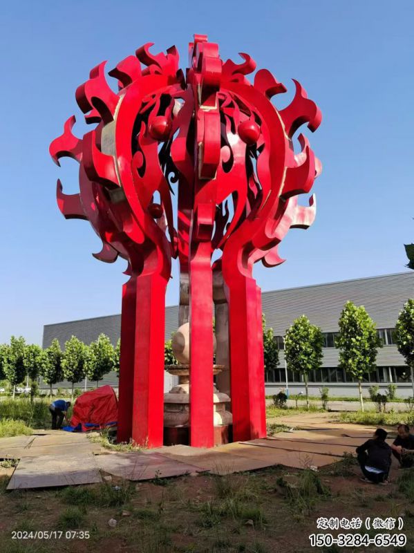 錦州火球雕塑，精神堡壘火球雕塑落地展示