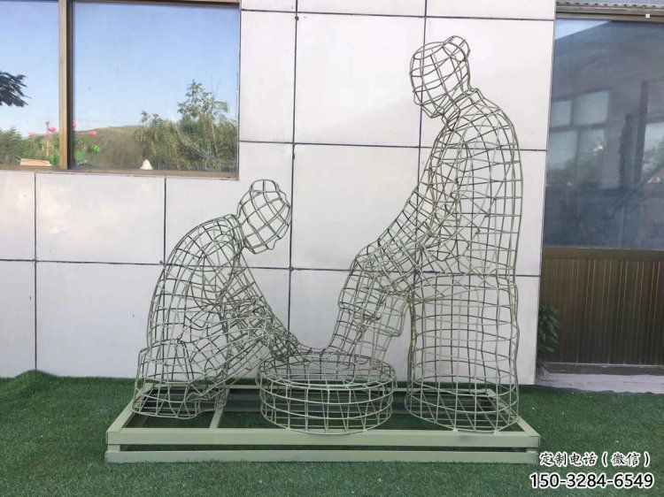同心鏤空洗腳雕塑制作，園林裝飾，鐵藝孝道人物雕塑