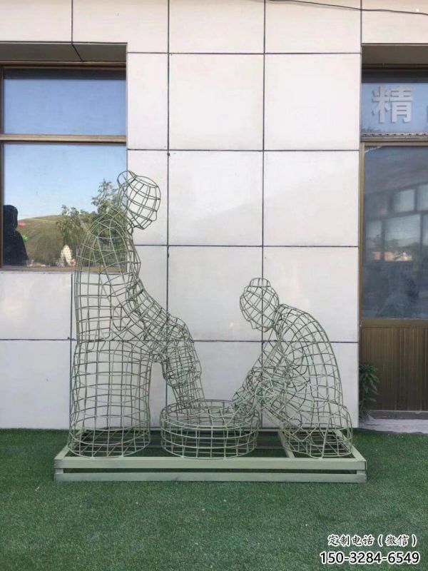 隆德鏤空孝道雕塑通用，街景小品，鐵藝洗腳雕塑制造