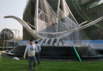 阜新帆船噴泉雕塑，水景水秀組合，旱地帆船噴泉雕塑廠家