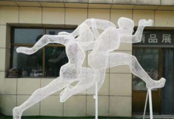 大武口鏤空跨欄雕塑制造商，透雕雕塑，鐵藝體育人物雕塑供給