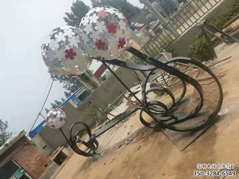 昆明大型蒲公英坐凳雕塑，現代元素設計，不銹鋼坐凳雕塑