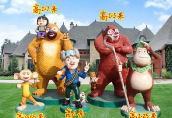 湖州廣場維尼熊雕塑，卡通水景雕塑，抽象效果