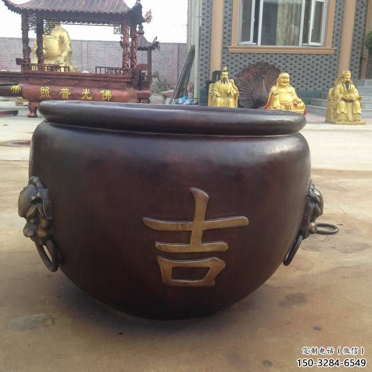 萬盛吉字銅缸雕塑-青銅鑄造