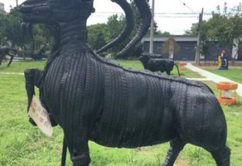 大渡口輪胎山羊雕塑供應(yīng)，公園雕塑，鑄銅輪胎羊雕塑供求