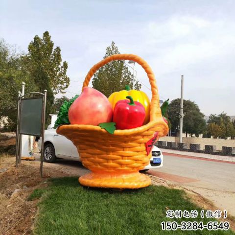 廣場果籃雕塑供需，廣場雕塑，廣場玻璃鋼果籃雕塑定制